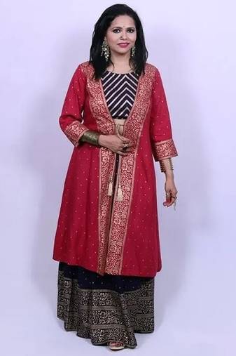 Blue viscose rayon solid kurta sets