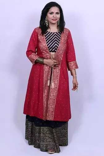 Blue viscose rayon solid kurta sets