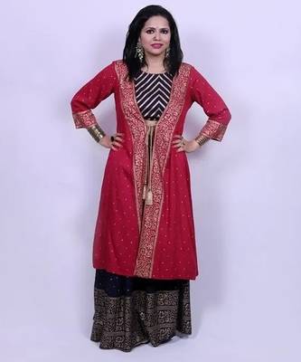 Blue viscose rayon solid kurta sets 2