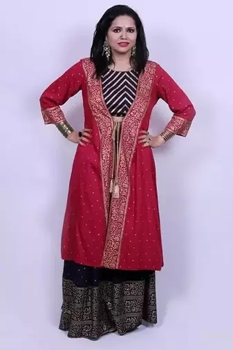 Blue viscose rayon solid kurta sets
