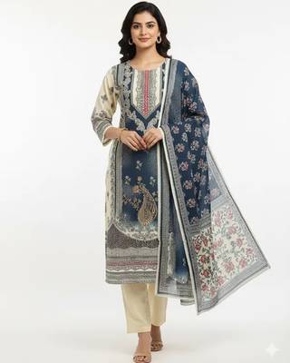 Off white printed kurta sets 2