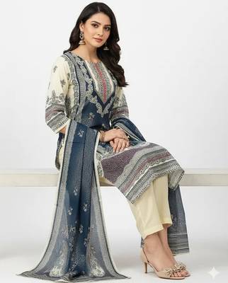Off white printed kurta sets 3