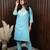 Sky blue blended cotton printed daily wear co ord set