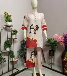 Pink cotton printed trending co ord set