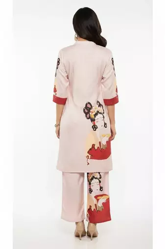 Pink cotton printed trending co ord set