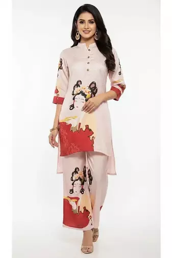 Pink cotton printed trending co ord set
