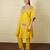 Yellow silk blend plain loosekaftanpantcoord set