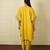 Yellow silk blend plain loosekaftanpantcoord set