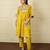 Yellow silk blend plain loosekaftanpantcoord set