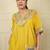 Yellow silk blend plain loosekaftanpantcoord set