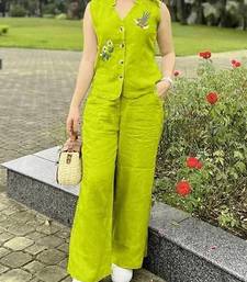 Green blended cotton printed trending co ord set