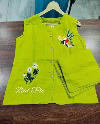 Green blended cotton printed trending co ord set 1