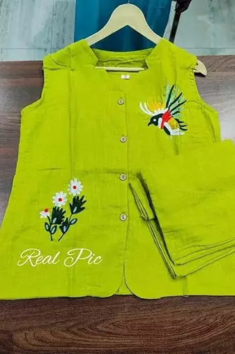 Green blended cotton printed trending co ord set