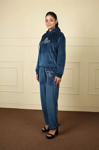 Teal velvet plain velvet shortjacket set