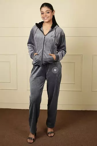 Grey velvet plain velvet shortjacket set