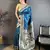 Skyblue color zari woven paithani silk blend saree with blouse