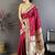 Red color zari woven paithani silk saree with blouse