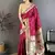 Red color zari woven paithani silk saree with blouse