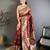 Maroon color zari woven banarasi silk saree with blouse