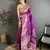 Magenta color zari woven banarasi silk blend saree with blouse