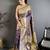 Grey & purple color zari woven banarasi silk saree with blouse