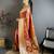 Peach color zari woven banarasi silk saree with blouse