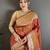 Peach color zari woven banarasi silk saree with blouse