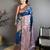 Tealblue color kashmiri meenakari woven work pashmina silk saree with blouse