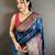 Tealblue color kashmiri meenakari woven work pashmina silk saree with blouse