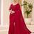 Cherry red satin chiffon saree with banglori work blouse