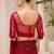 Cherry red satin chiffon saree with banglori work blouse