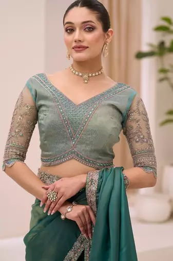 Sunshine tissue saree with brocade zari work blouse