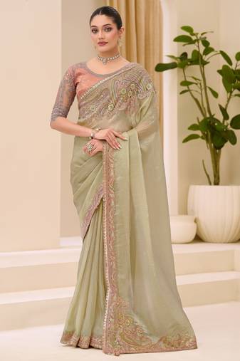 Sunsilk tissue saree with brocade zari work blouse
