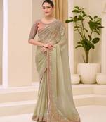 Sunsilk tissue saree with brocade zari work blouse