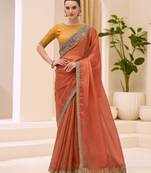 Dual shade silk saree with brocade work blouse