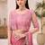 Powder pink shimmer satin saree with jacket style blouse