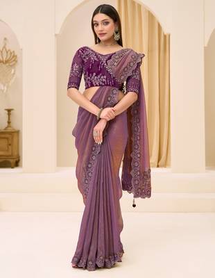 Dual shade georgette tissue saree with georgette work blouse 1