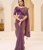 Dual shade georgette tissue saree with georgette work blouse