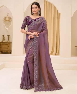 Dual shade georgette tissue saree with georgette work blouse 2