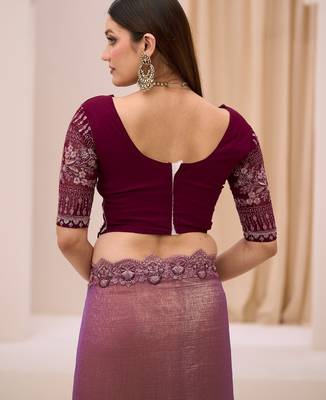Dual shade georgette tissue saree with georgette work blouse 4