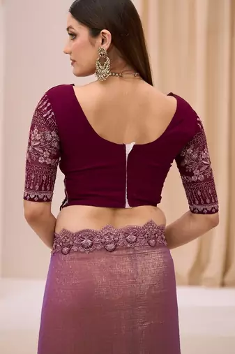 Dual shade georgette tissue saree with georgette work blouse