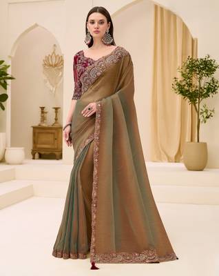 Dual shade georgette tissue saree with georgette work blouse 1