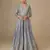Grey embroidered chinon free size stitched anarkali suit