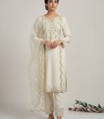 white embroidered style suit