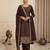 Brown embroidered straight suit set