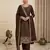 Brown embroidered straight suit set