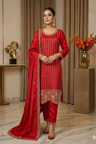 red designer party wear suit