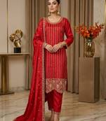 red designer party wear suit