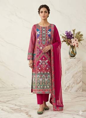 pink multicolor printed kurta set 2