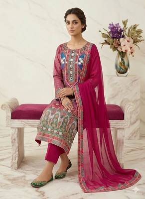pink multicolor printed kurta set 3
